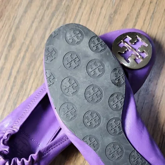 Tory Burch Violet Flats with Gold Emblem - Picture 9 of 9